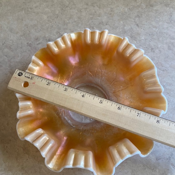 Fenton Carnival Opalescent triple crimped  bowl - Picture 6 of 11